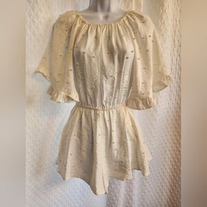 NWT Women's White Pearl Romper Size S